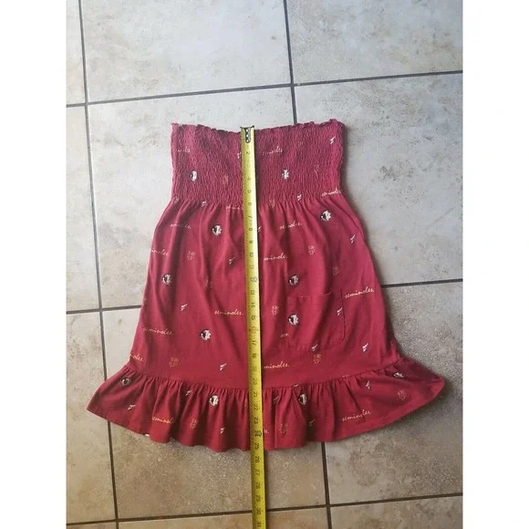 es COLLEGE CLASSICS SUNDRESS STRAPLESS FS Seminole Red White Strips Size XL - Picture 4 of 12